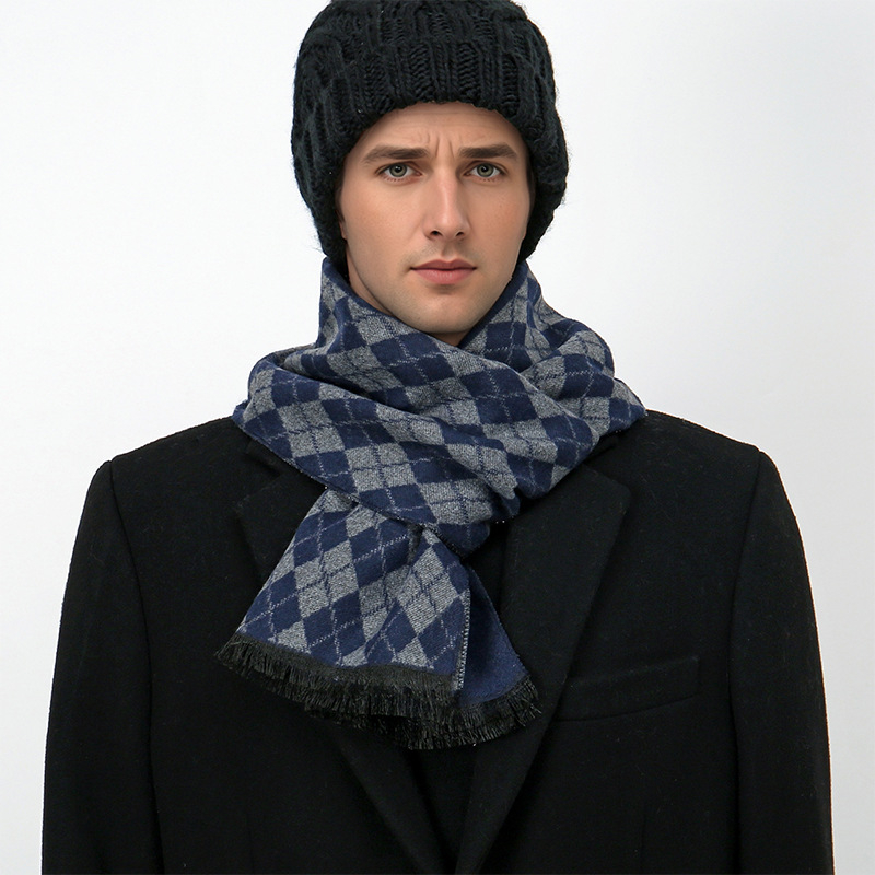 Vīriešu rakstaina šalle no poliesteru, warp-knitted, silta, aizsardzība pret sauli un putekļiem, visiem gadalaikiem, Jacquard audums