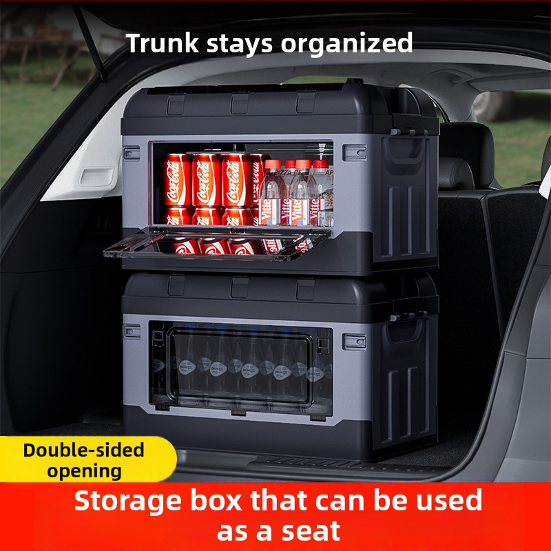 Box na skladovanie do batožinového priestoru - skladací, bočné otvorenie, kožený, univerzálne kompatibilný