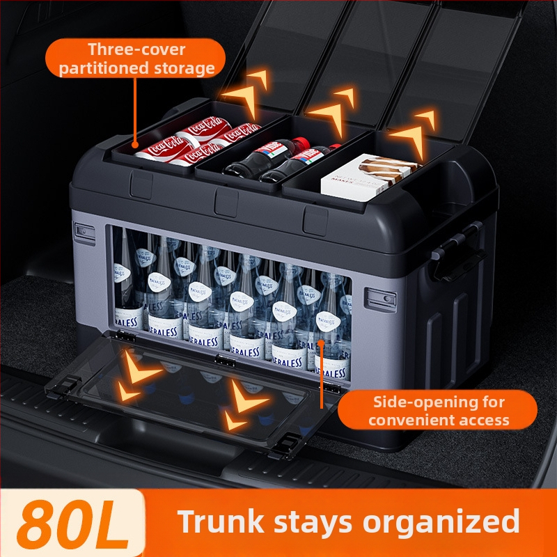 Box na skladovanie do batožinového priestoru - skladací, bočné otvorenie, kožený, univerzálne kompatibilný