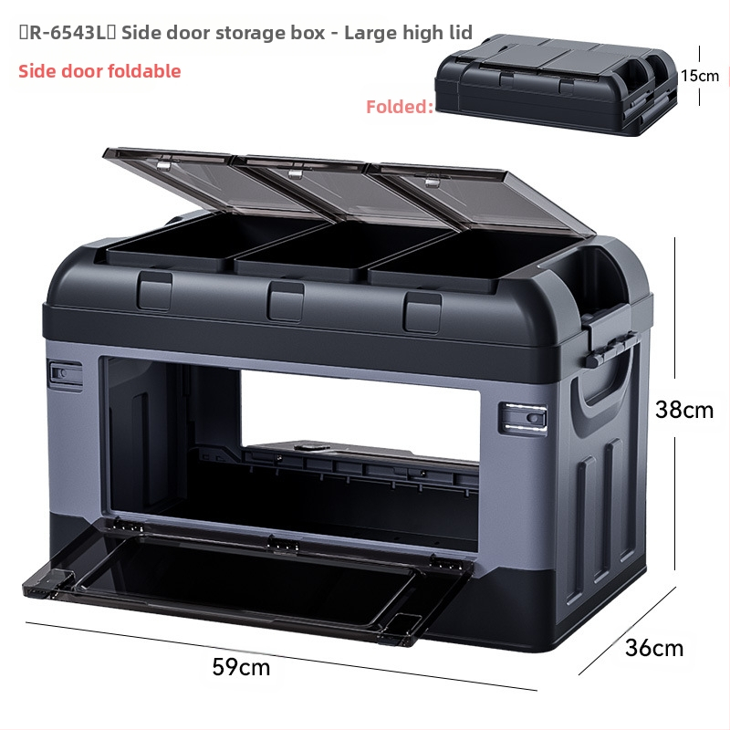 Bagažinės laikymo dėžė - sulankstoma, šoninis atidarymas, odinis, universali suderinamumas