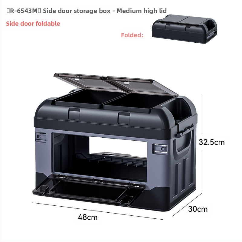 Bagažinės laikymo dėžė - sulankstoma, šoninis atidarymas, odinis, universali suderinamumas