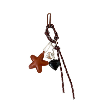 Κλειδοθήκη Miss Peach με καρδιά και αστέρι με πέντε άκρα, κορεατικό στυλ, τεχνητό δέρμα/ακρυλικό, πρωτότυπος σχεδιασμός