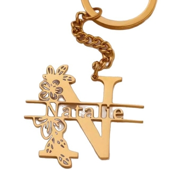 Κλειδοθήκη με προσωποποιημένες αρχικές και ονόματα από ανοξείδωτο ατσάλι, ηλεκτροπλατίωση, ελαφρύ στιλ πολυτέλειας, καλοκαίρι 2025