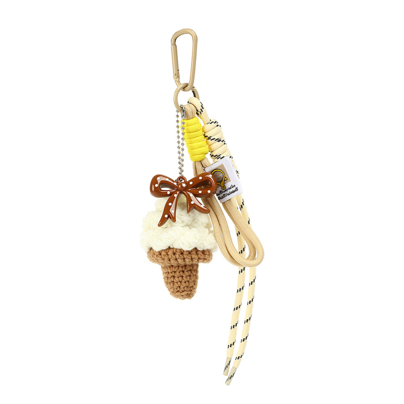 Κρεμαστό διακοσμητικό για τσάντες με σχέδιο παγωτό, από μαλλί, ημι-χειροποίητο, αξεσουάρ αποσκευών, καλοκαίρι 2025