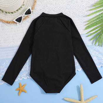 Παιδικό μαγιό ενός κομματιού για κορίτσια, με μακριά μανίκια και φερμουάρ, πλεκτό ύφασμα, 95% πολυεστέρας, 5% σπαντεξ, επένδυση πολυεστέρα.