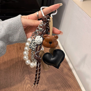 Κορεατικού στυλ κρεμαστό μπρελόκ κλειδιών — πλαστικό/ρητίνη, ηλεκτροπλατίωση, μοτίβο Καρδιά/Δάκρυ/Καμπάνα, Xufan FS1024
