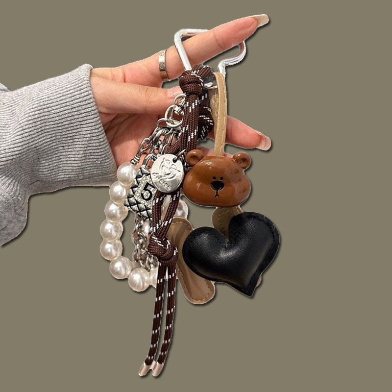 Κορεατικού στυλ κρεμαστό μπρελόκ κλειδιών — πλαστικό/ρητίνη, ηλεκτροπλατίωση, μοτίβο Καρδιά/Δάκρυ/Καμπάνα, Xufan FS1024