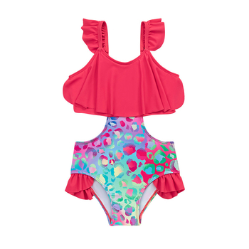 Παιδικό μαγιό με βολάν – στυλ πριγκίπισσας, γρήγορο στέγνωμα (Μοτίβο: πλέγμα/φλοράλ; Υλικό: Πολυεστέρας; Σύνθεση: 82% Πολυεστέρας; Βάρος: 150 g; Επένδυση: Πολυεστέρας)