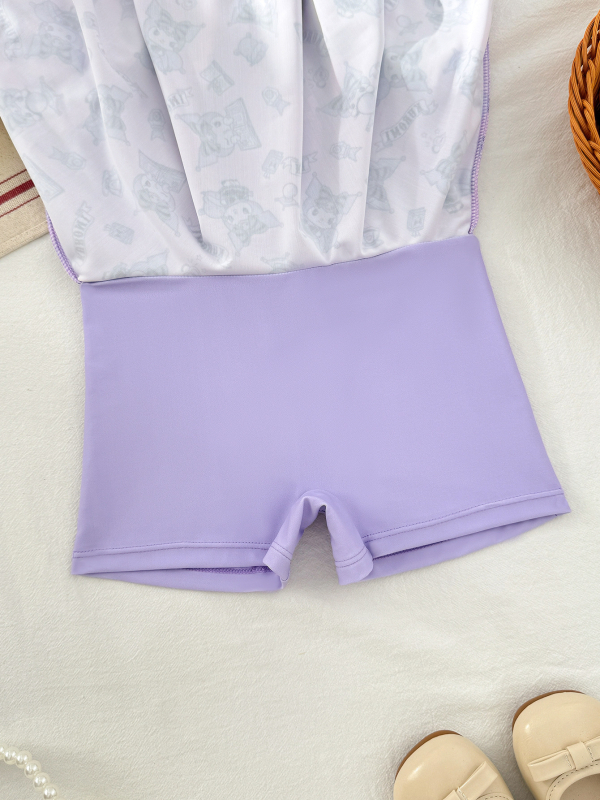 Meitenēm viengabala peldkostīms - karikatūras raksts, poliestera audums, oderes no poliestera ar spandexu; piemērots peldēšanai, vecums 4-12 gadi