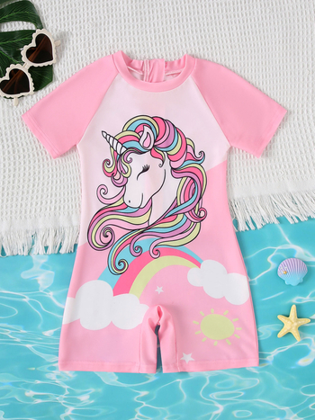 Μαγιό μονόκερος για κορίτσια, ενός κομματιού, UV προστασία, 95% πολυεστέρας, για ηλικίες 3–8 ετών, καλοκαίρι 2025