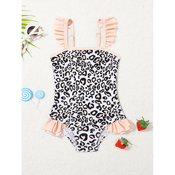 Παιδικό ολόσωμο μαγιό με φλοράλ εκτύπωση, γρήγορο στέγνωμα, στενή γραμμή, ύφασμα Milk Protein Fiber (51-70%)