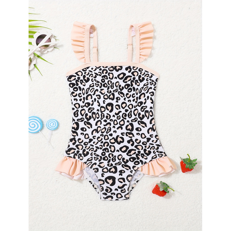 Bērnu viengabala peldkostīms ar ziedu rakstu, ātri žūst, slaids piegriezums, audums Milk Protein Fiber (51-70%)