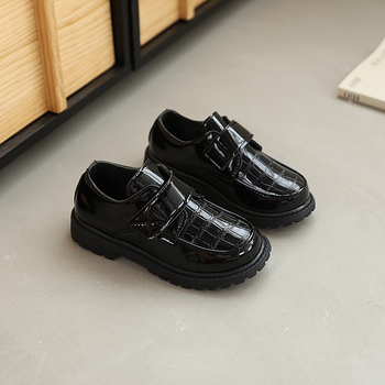 Παιδικά παπούτσια από τεχνοδέρμα, βρετανικού στυλ, με Velcro, καουτσούκ σόλα, PU πάτος, λακαρισμένη επιφάνεια, για ηλικίες 1–12 ετών