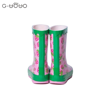 Детски гумени ботуши за дъжд с дръжка и карикатурен принт (гума; дръжка; средна височина до коляното; плосък ток;унисекс)