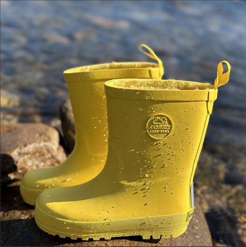 Детски гумени ботуши за дъжд с дръжка и карикатурен принт (гума; дръжка; средна височина до коляното; плосък ток;унисекс)