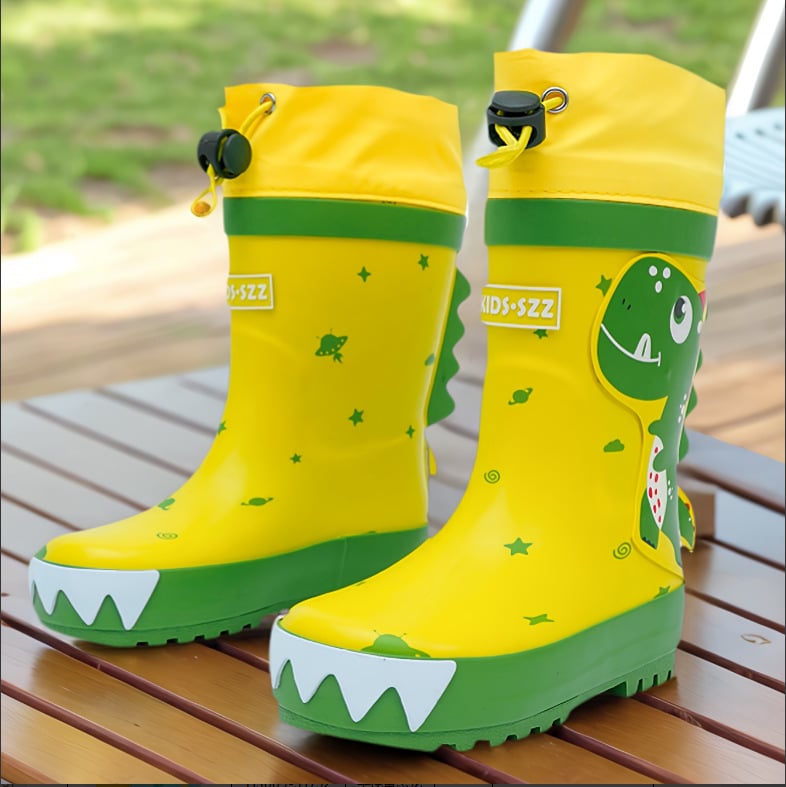 Детски гумени ботуши за дъжд с дръжка и карикатурен принт (гума; дръжка; средна височина до коляното; плосък ток;унисекс)