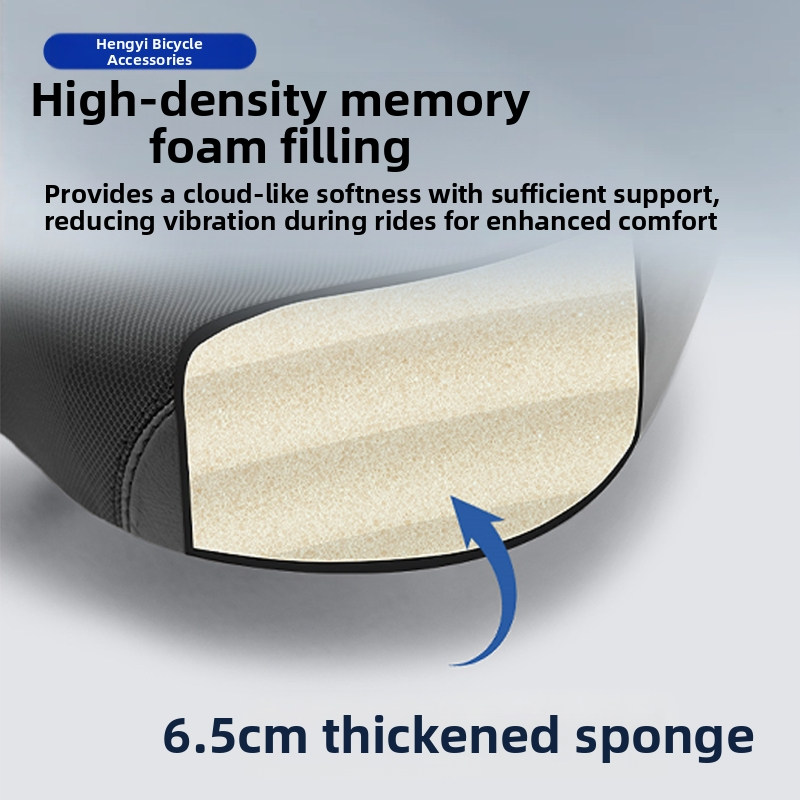Велосипедна седалка SX-518 от Hengyi, дебела мека възглавница, вентилирана и дишаща, материал PU гел + водоустойчив PU, предназначена за планински спортни превозни средства