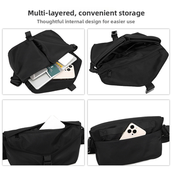 Мъжка чанта през рамо - уличен стил, найлон, End&start, водоустойчива, намалява натоварването