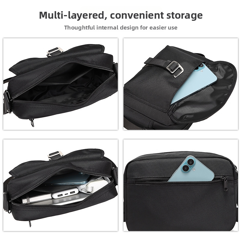 Pánska crossbody taška v japonskom štýle, nylon, vodoodolná, priestor na 10-palcový notebook, bežné cestovanie