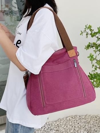 Langfei auduma sieviešu crossbody soma — vertikāla kvadrātiska forma, rāvējslēdzēja aizvērums, iekšējā kabata ar rāvējslēdzēju