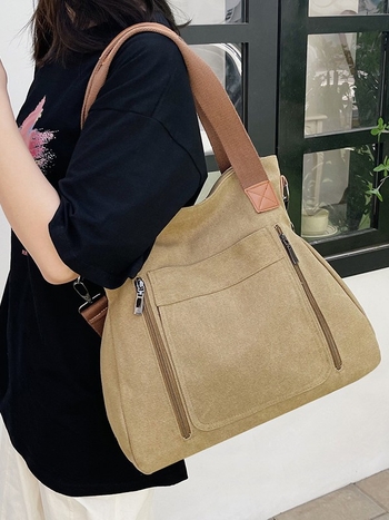 Langfei auduma sieviešu crossbody soma — vertikāla kvadrātiska forma, rāvējslēdzēja aizvērums, iekšējā kabata ar rāvējslēdzēju