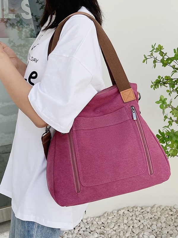 Langfei auduma sieviešu crossbody soma — vertikāla kvadrātiska forma, rāvējslēdzēja aizvērums, iekšējā kabata ar rāvējslēdzēju