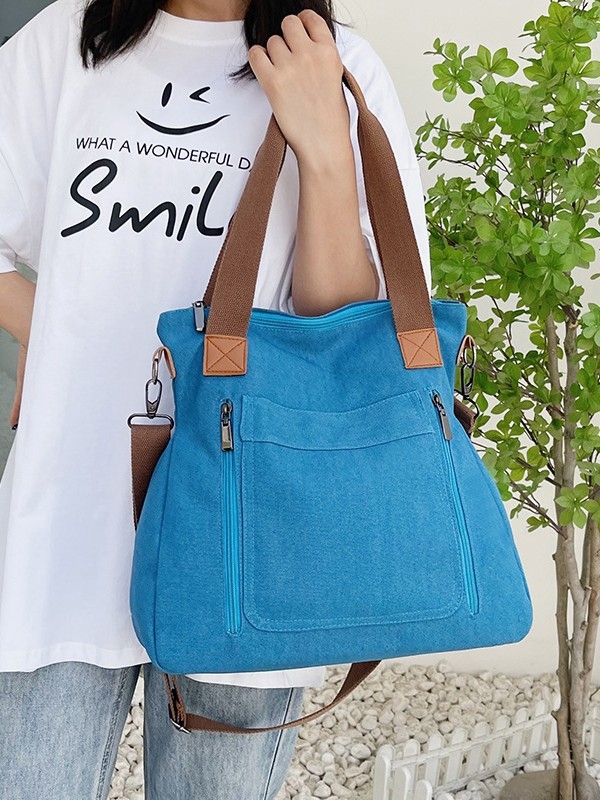 Langfei auduma sieviešu crossbody soma — vertikāla kvadrātiska forma, rāvējslēdzēja aizvērums, iekšējā kabata ar rāvējslēdzēju