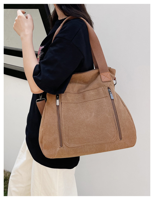 Langfei auduma sieviešu crossbody soma — vertikāla kvadrātiska forma, rāvējslēdzēja aizvērums, iekšējā kabata ar rāvējslēdzēju