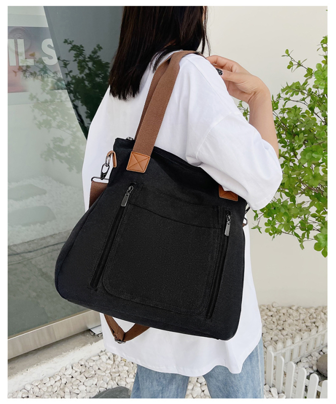 Langfei auduma sieviešu crossbody soma — vertikāla kvadrātiska forma, rāvējslēdzēja aizvērums, iekšējā kabata ar rāvējslēdzēju