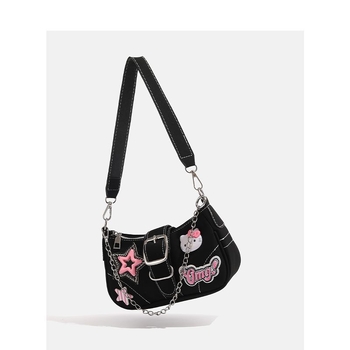 Hónalj alatti táska műbőrből, cipzáros nyitás, vízszintes négyzetes forma, telefon zseb, egy vállpánt, őszi 2024, stílus friss és édes