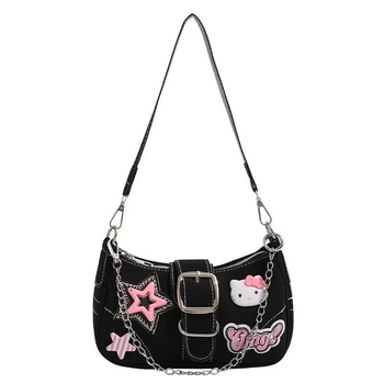 Hónalj alatti táska műbőrből, cipzáros nyitás, vízszintes négyzetes forma, telefon zseb, egy vállpánt, őszi 2024, stílus friss és édes