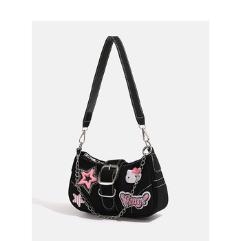 Hónalj alatti táska műbőrből, cipzáros nyitás, vízszintes négyzetes forma, telefon zseb, egy vállpánt, őszi 2024, stílus friss és édes