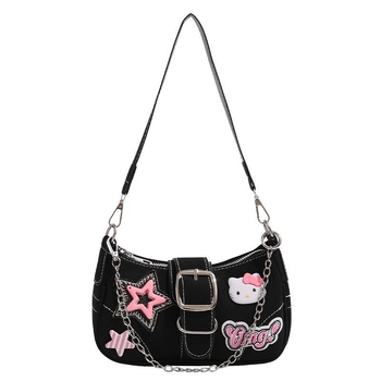 Hónalj alatti táska műbőrből, cipzáros nyitás, vízszintes négyzetes forma, telefon zseb, egy vállpánt, őszi 2024, stílus friss és édes