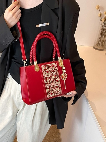 Menyasszonyi PU tote táska, városi egyszerű stílus, függőleges négyzet alakú forma, cipzáras zárás