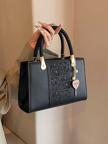 Menyasszonyi PU tote táska, városi egyszerű stílus, függőleges négyzet alakú forma, cipzáras zárás