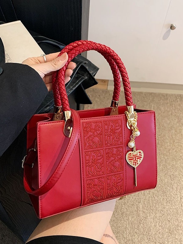 Menyasszonyi PU tote táska, városi egyszerű stílus, függőleges négyzet alakú forma, cipzáras zárás