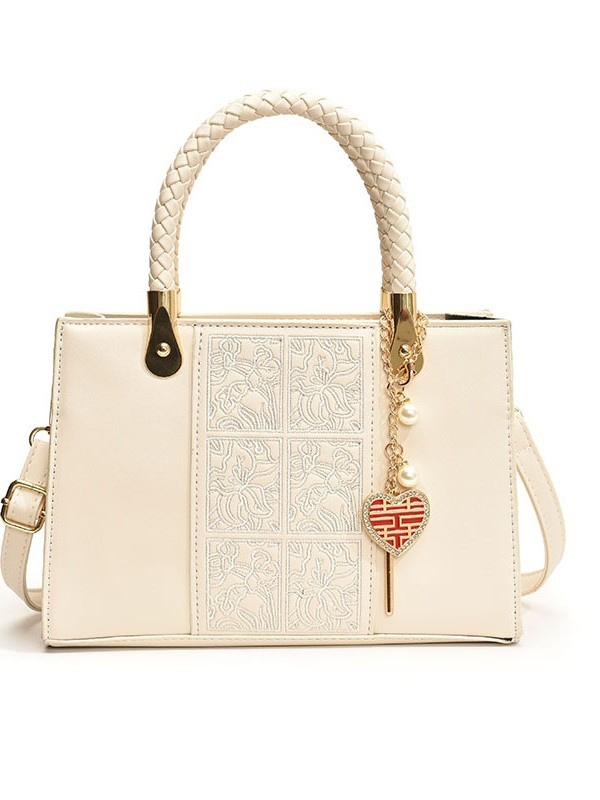 Menyasszonyi PU tote táska, városi egyszerű stílus, függőleges négyzet alakú forma, cipzáras zárás