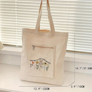 Vászon táska egyedi nemzeti stílusú kalligráfiával, nagy kapacitású női válltáska mindennapos használatra, logónyomtatás.