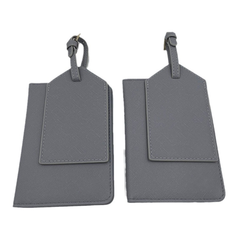 Σετ θήκης διαβατηρίου και ετικέτας αποσκευών (2 τεμάχια) – Υλικό PU, γεωμετρικό σχέδιο, μάρκα Hoshino, για ταξίδια, Άνοιξη 2024