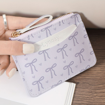 Λιτή θήκη πορτοφόλι για κάρτες με φερμουάρ, γεωμετρικός σχεδιασμός, PVC εξωτερικό, PU επένδυση