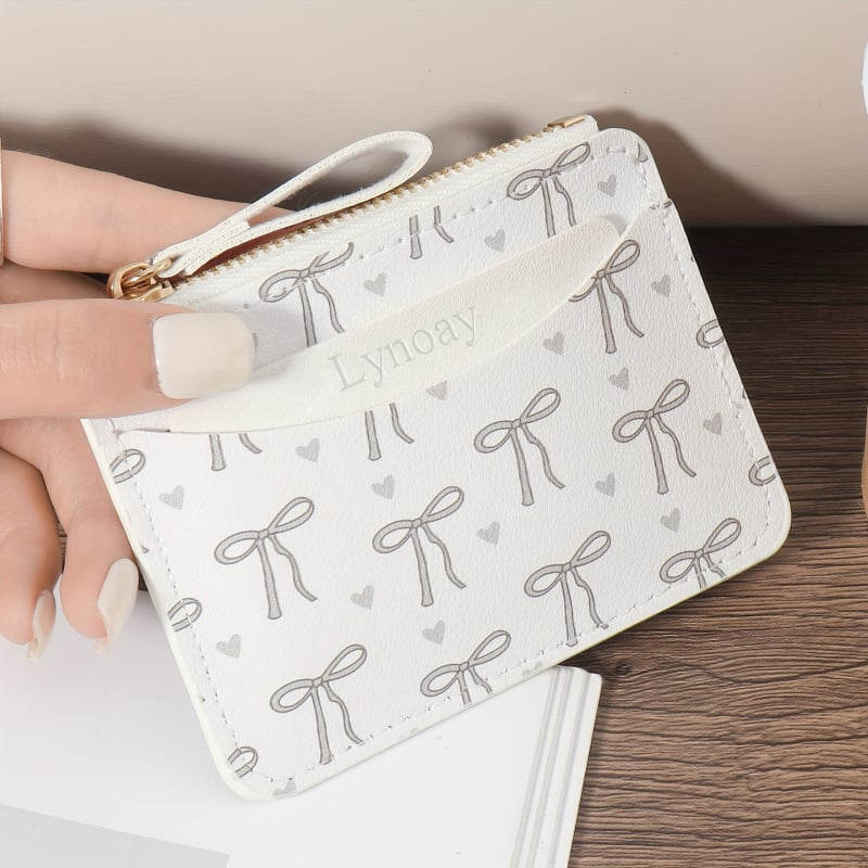 Λιτή θήκη πορτοφόλι για κάρτες με φερμουάρ, γεωμετρικός σχεδιασμός, PVC εξωτερικό, PU επένδυση