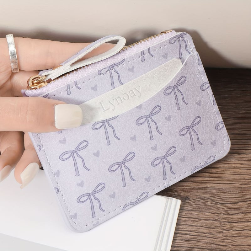 Λιτή θήκη πορτοφόλι για κάρτες με φερμουάρ, γεωμετρικός σχεδιασμός, PVC εξωτερικό, PU επένδυση