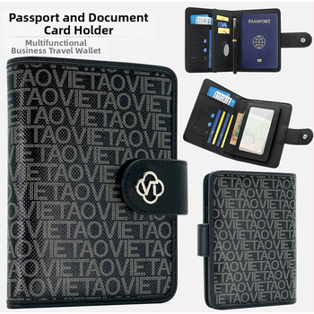 PU Δέρμα Διαβατηρίου και Καρτών με Αγκράφα, Με Πολλαπλά Διαμερίσματα Για Κάρτες, Unisex, Μοντέλο με Γράμματα