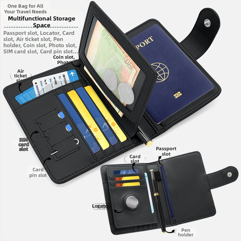 PU кожен паспортно-документо портфейл със закопчалка, множество слотове за карти, унисекс, модел с буквен принт