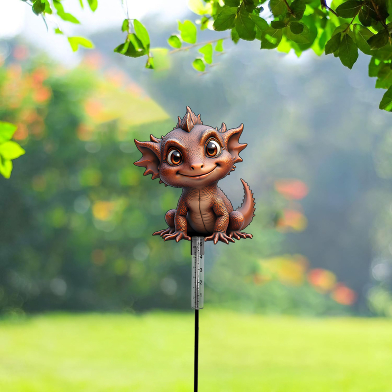 Ruino dzelzs lietusmērītājs pūķa formā, mūsdienīgs metāla lietus mērītājs dārzam, kods Clyq-0085