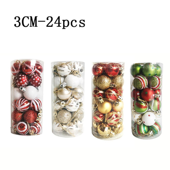 NJN πλαστικές χριστουγεννιάτικες μπάλες για κρεμαστό δέντρο — 24 τεμάχια, με εκτύπωση