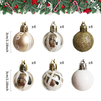 NJN πλαστικές χριστουγεννιάτικες μπάλες για κρεμαστό δέντρο — 24 τεμάχια, με εκτύπωση