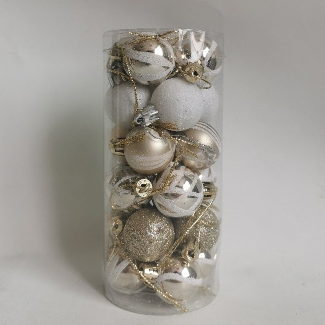 NJN πλαστικές χριστουγεννιάτικες μπάλες για κρεμαστό δέντρο — 24 τεμάχια, με εκτύπωση