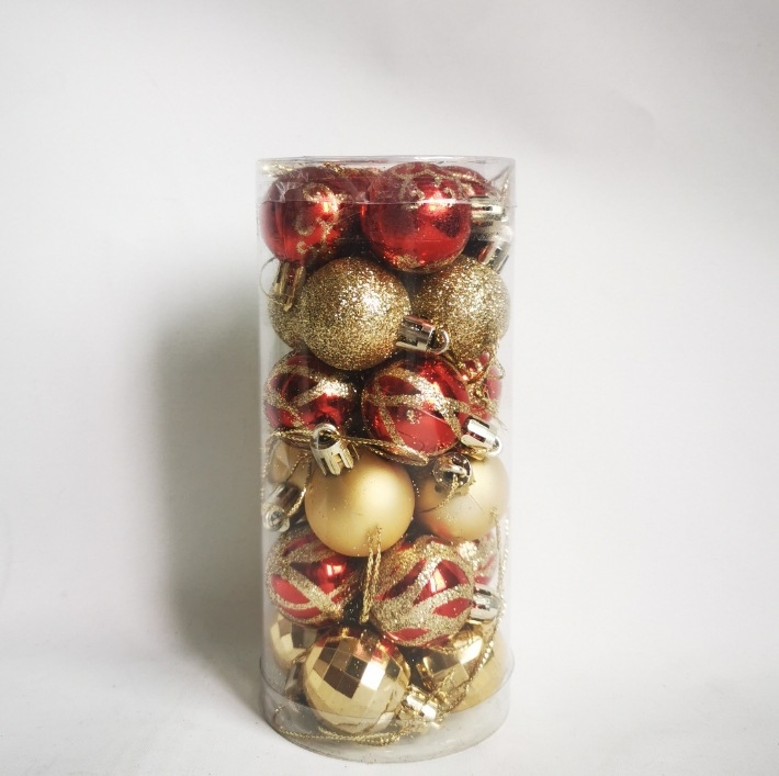 NJN πλαστικές χριστουγεννιάτικες μπάλες για κρεμαστό δέντρο — 24 τεμάχια, με εκτύπωση