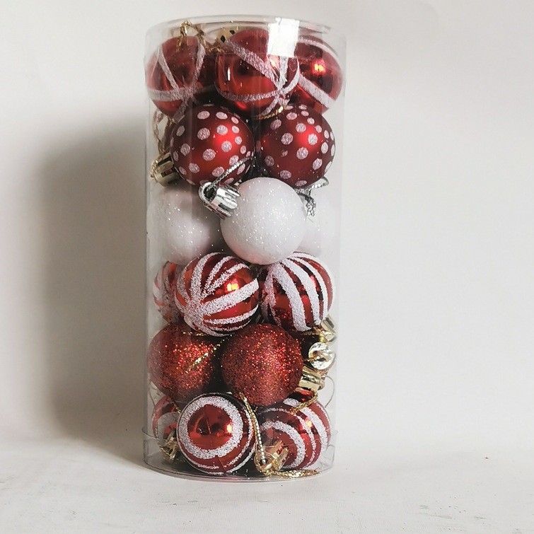 NJN πλαστικές χριστουγεννιάτικες μπάλες για κρεμαστό δέντρο — 24 τεμάχια, με εκτύπωση